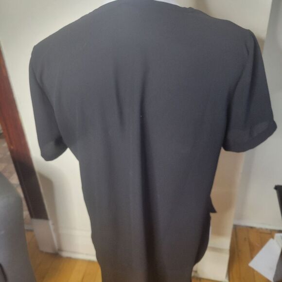 Nordstrom Lush Black Chiffon Short Sleeve Work Shirt Small - Picture 6 of 6